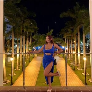 Fashionnova Royal Blue Two Piece Dress Set Royal Blue Medium